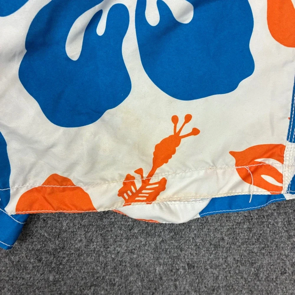 Old Navy Mens Size Large W36 Floral Swim Trunks Blue Orange White Board Shorts